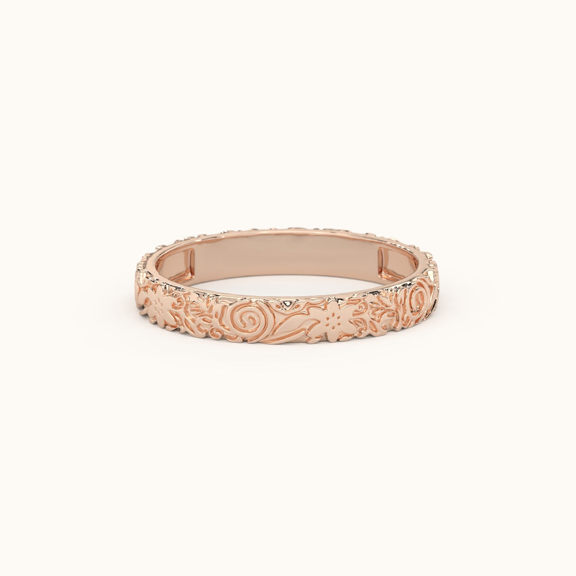14k Gold Floral Pattern Ring