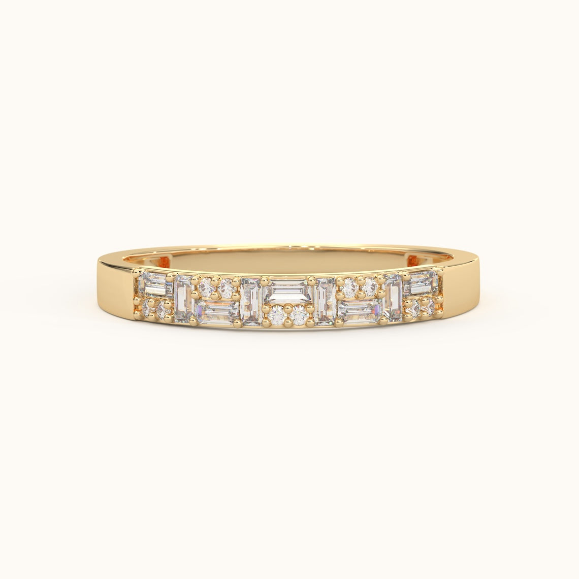 14k Gold Baguette Cut Engagement Ring