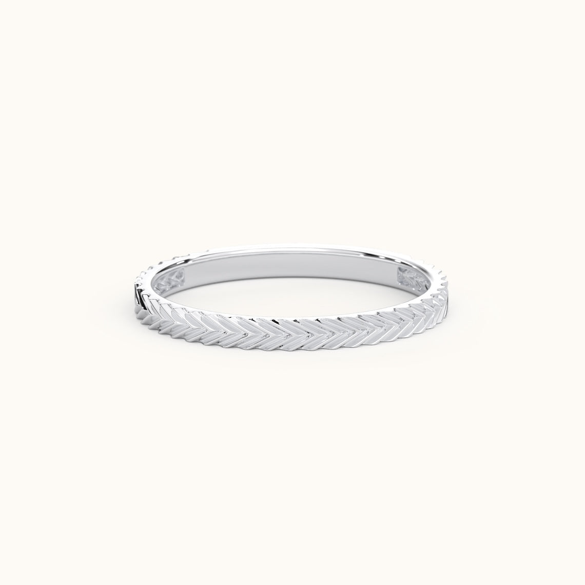 14k Gold Herringbone Pattern Wedding Ring