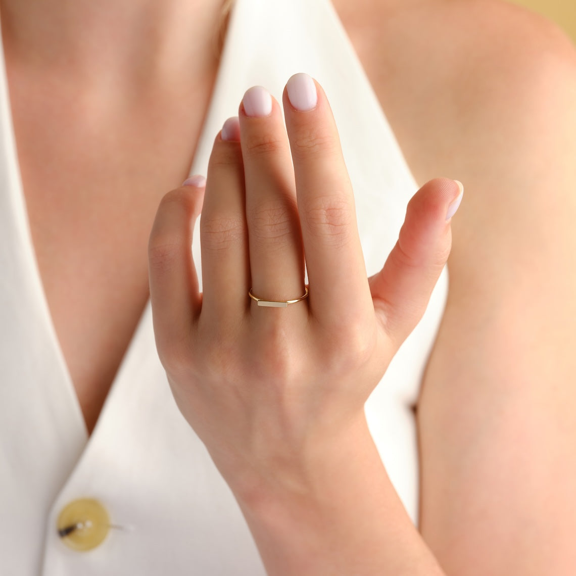 14k Gold Bar Ring
