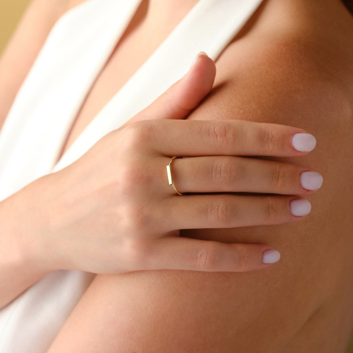 14k Gold Bar Ring