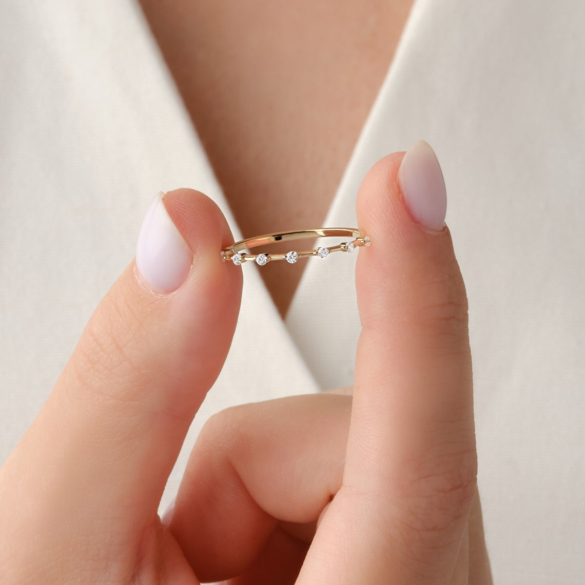 Petite Diamond Engagement Ring 14k Gold