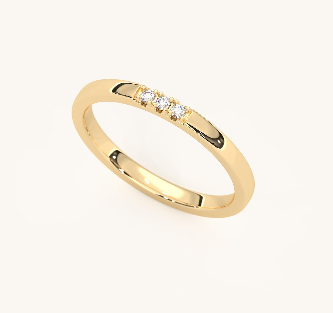 14k Gold Vermeil Three Stone Ring