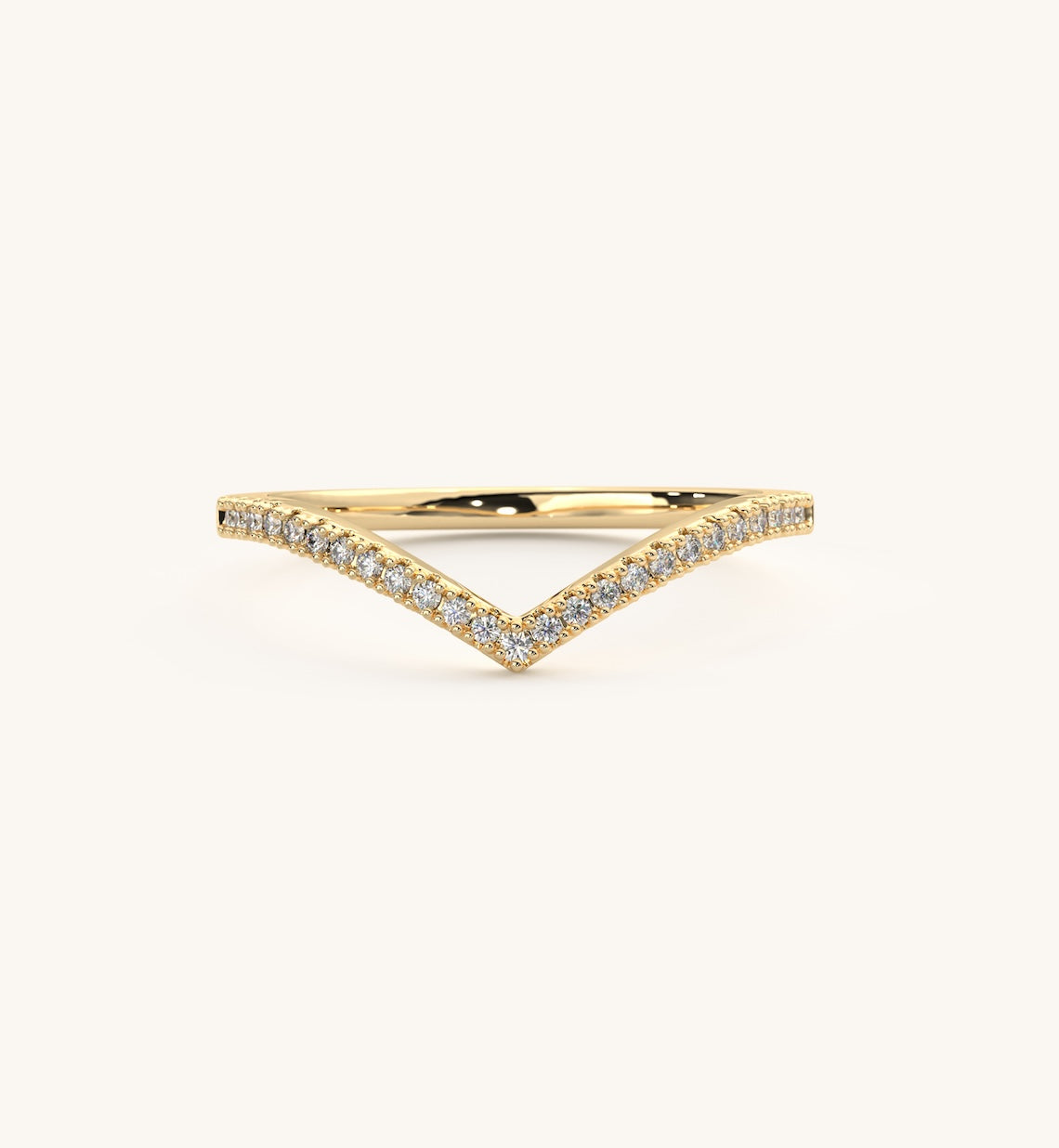 14k Gold Vermeil Diamond Chevron Ring
