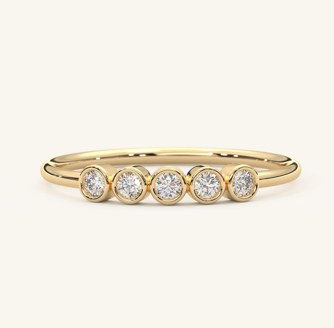 Bezel Set Engagement Ring 18K Gold