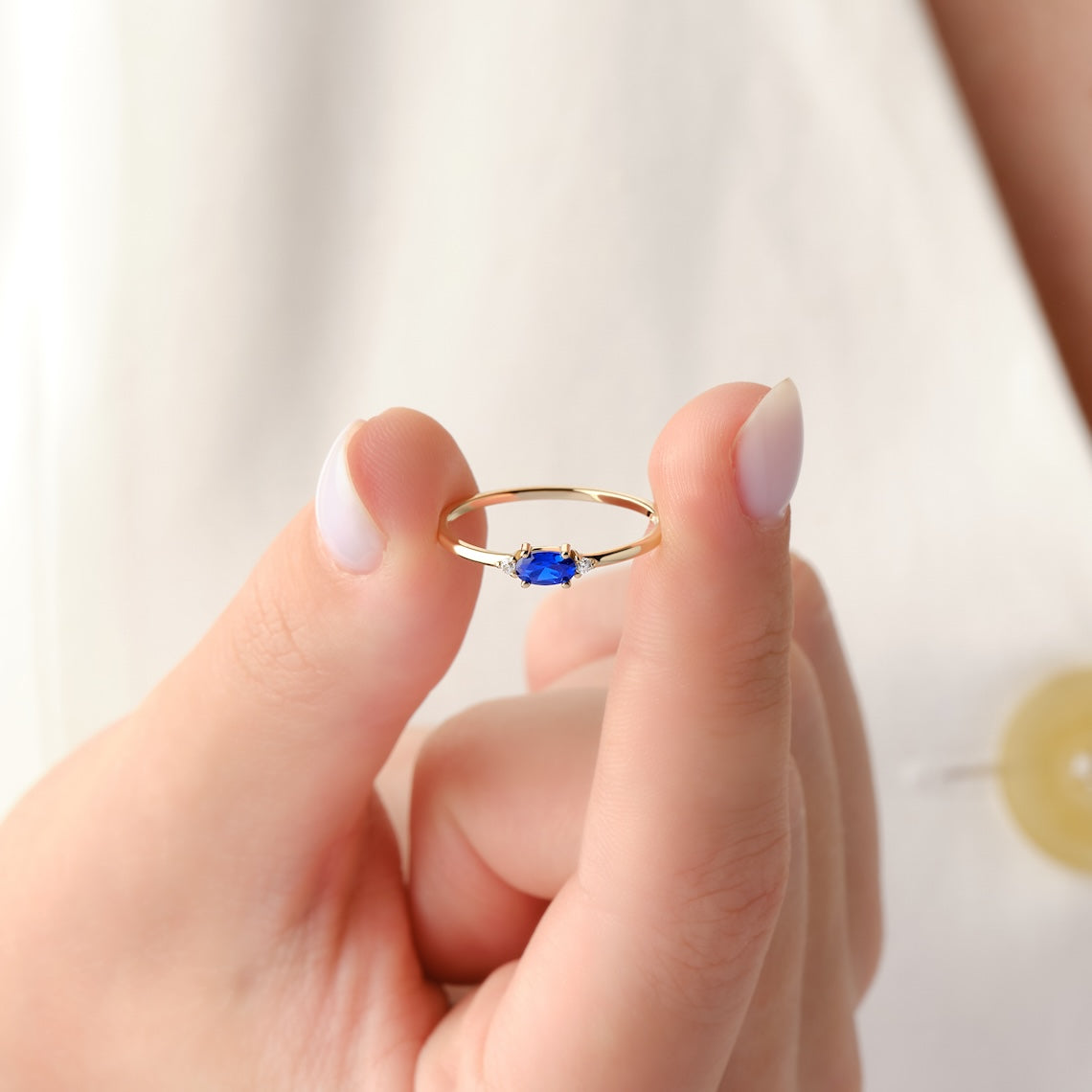 14k Gold Dainty Gemstone Ring