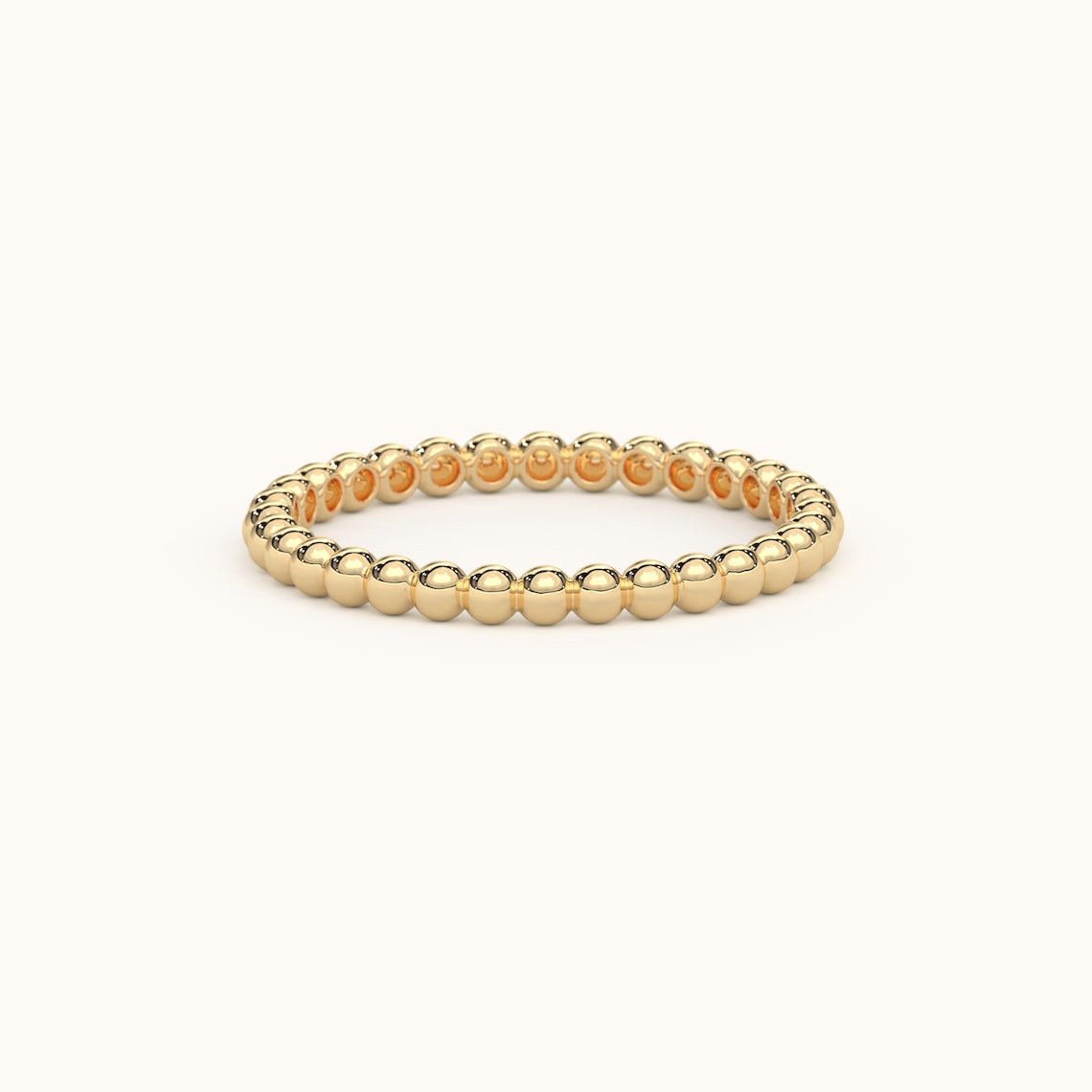 14k Gold Beaded Wedding Band