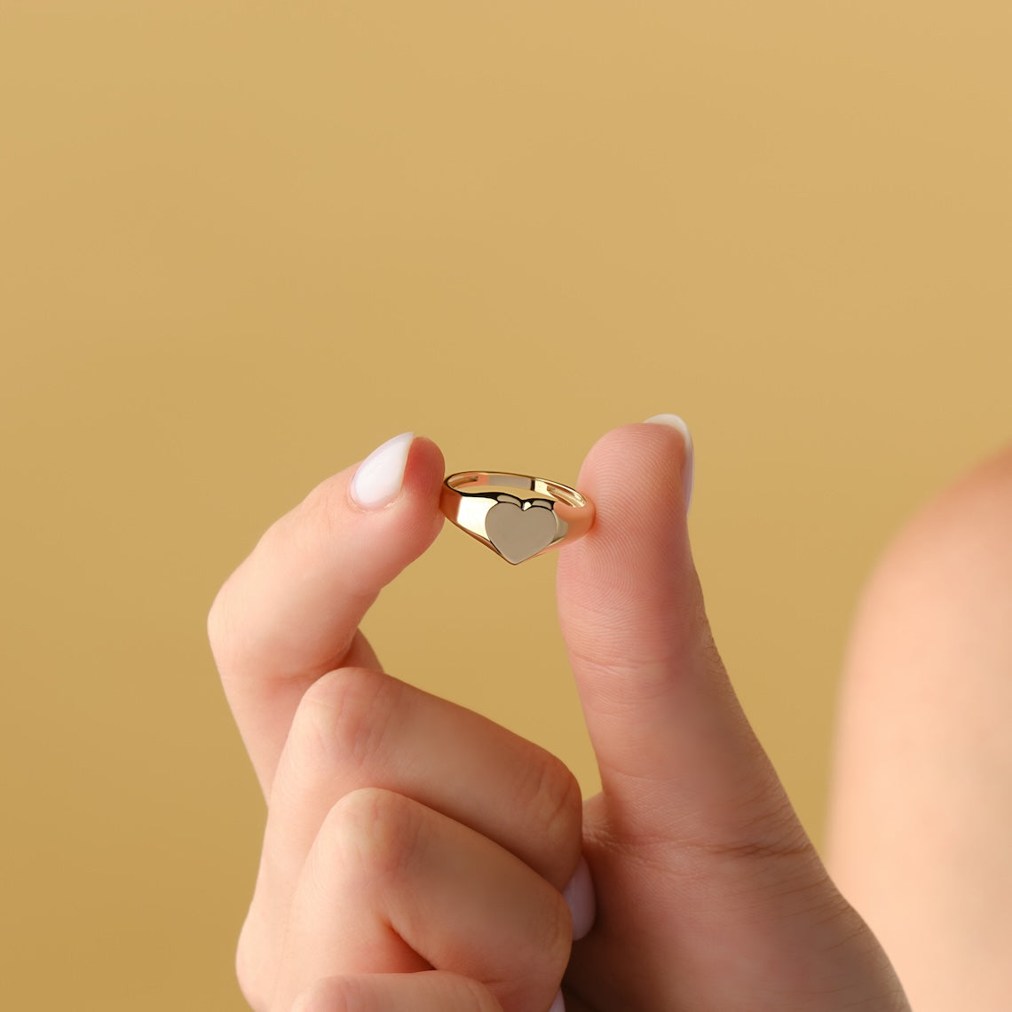 14k Gold Heart Signet Ring