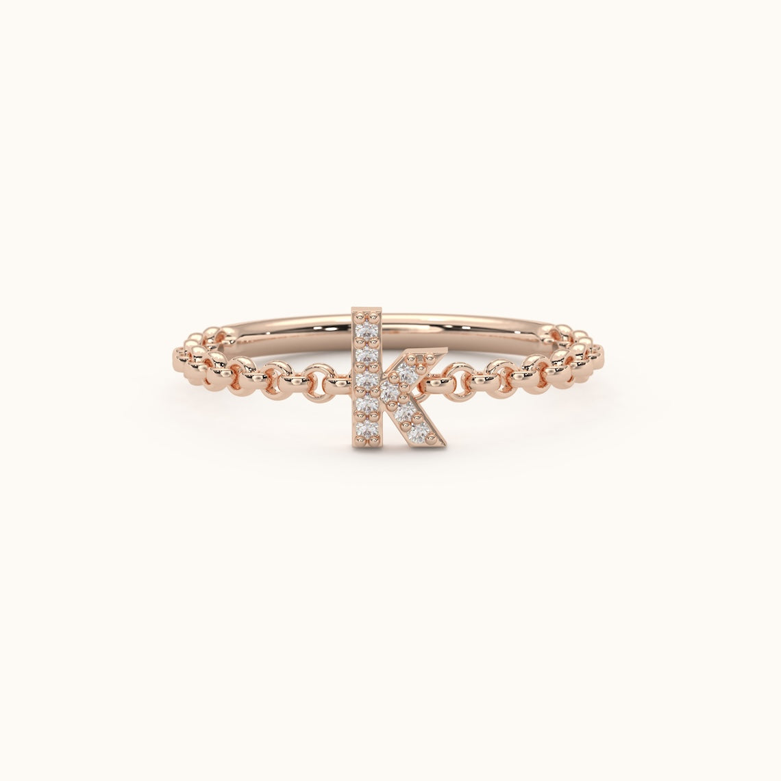 Chain Band Initial Ring 14k Gold