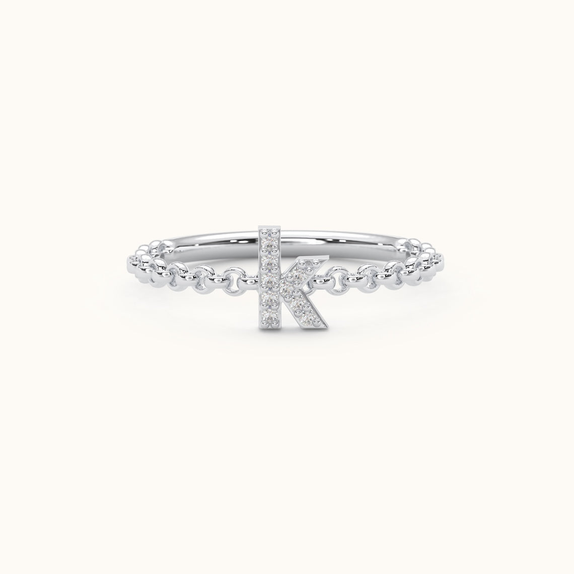 Chain Band Initial Ring 14k Gold