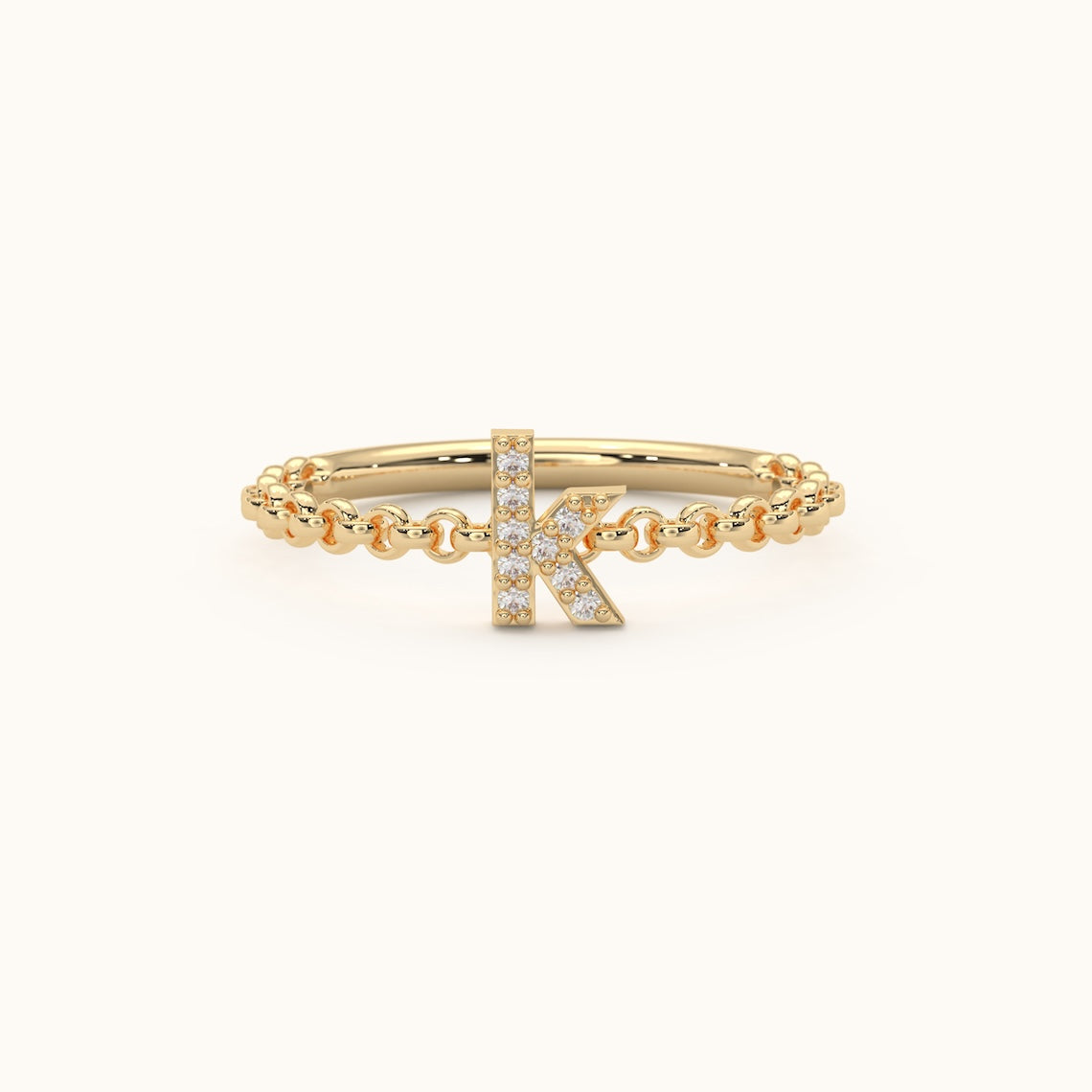 Chain Band Initial Ring 14k Gold