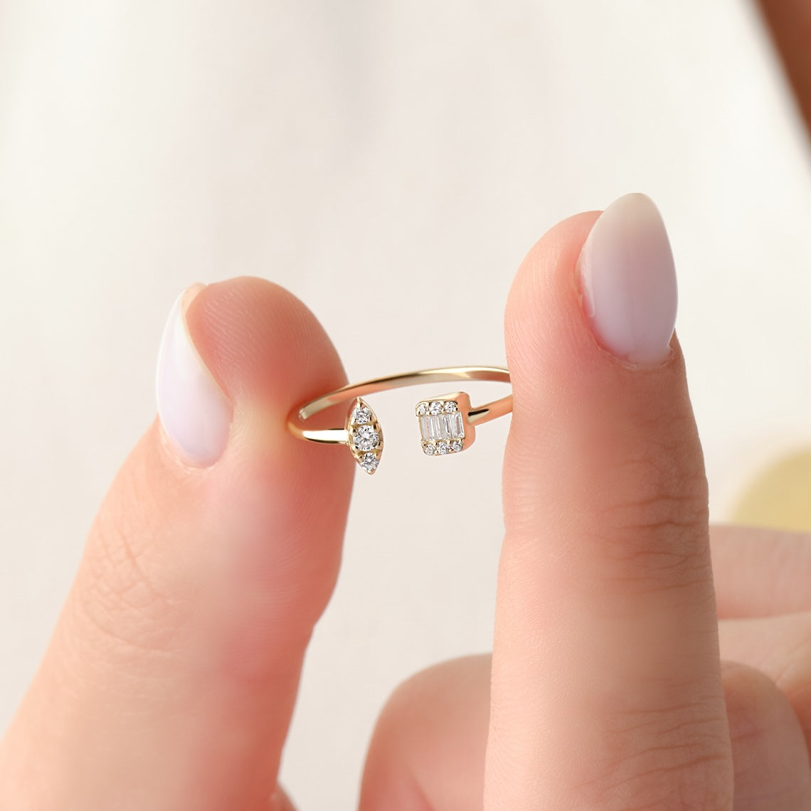 Open Design Diamond Ring 14k Gold
