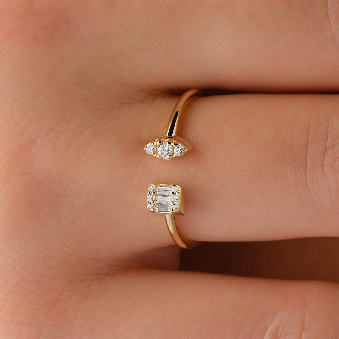 Open Design Diamond Ring 14k Gold