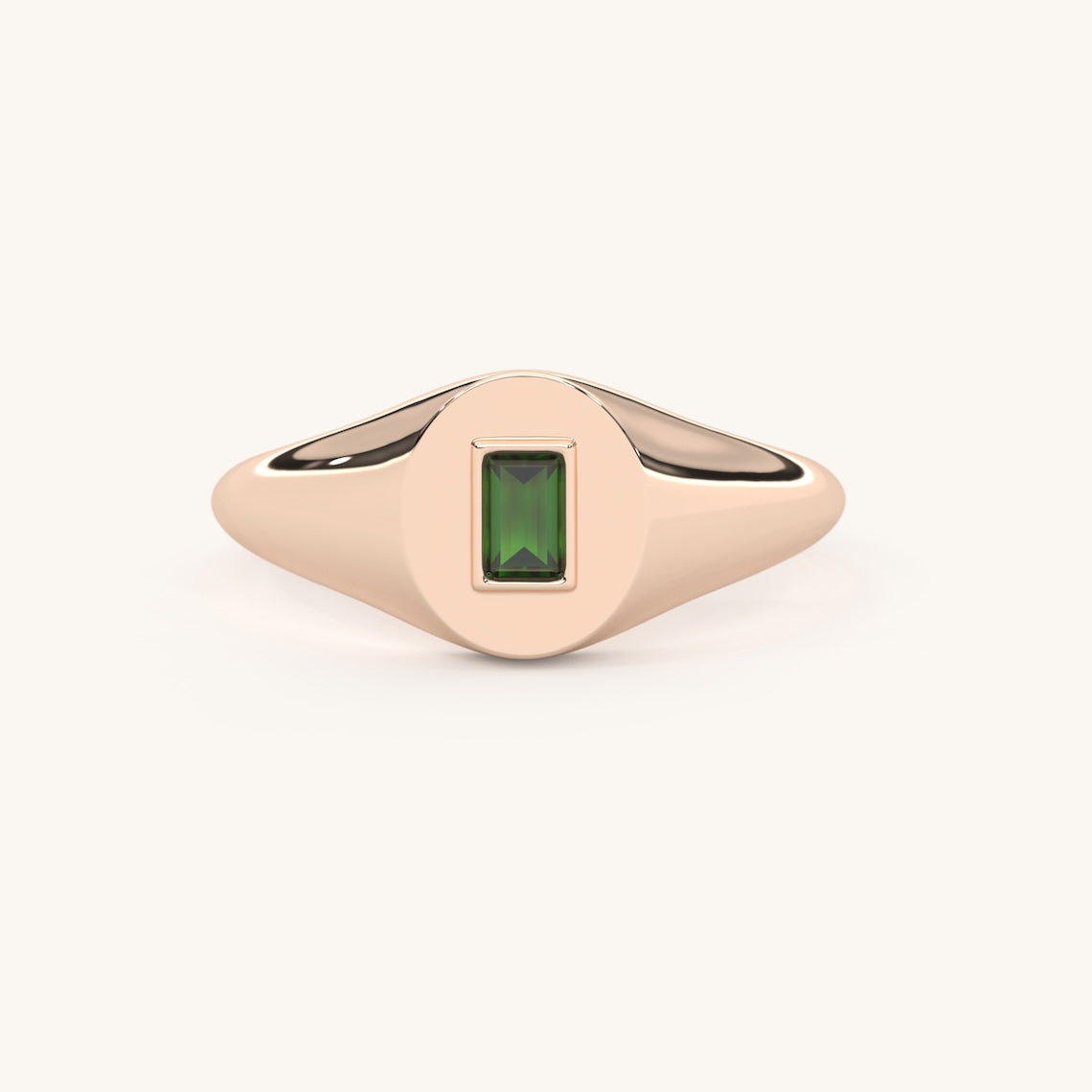 Emerald Baguette Signet Ring 14k Gold