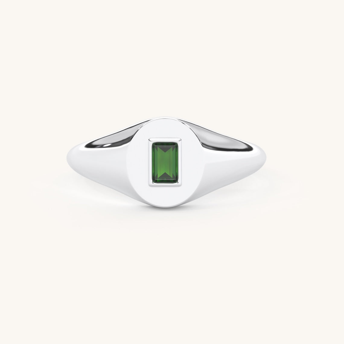 Emerald Baguette Signet Ring 14k Gold