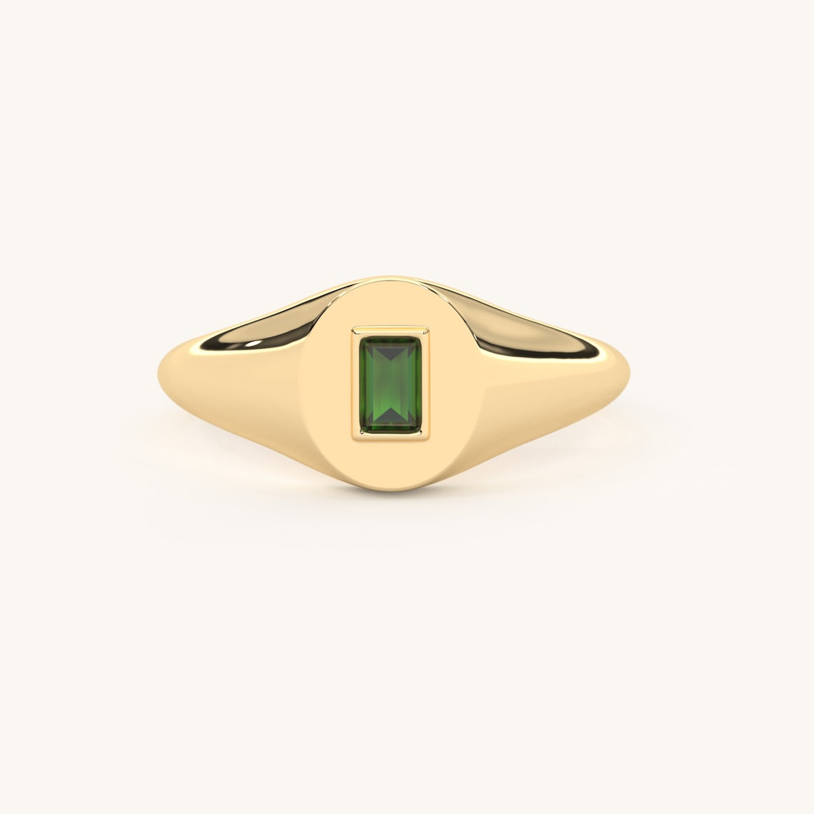 Emerald Baguette Signet Ring 14k Gold