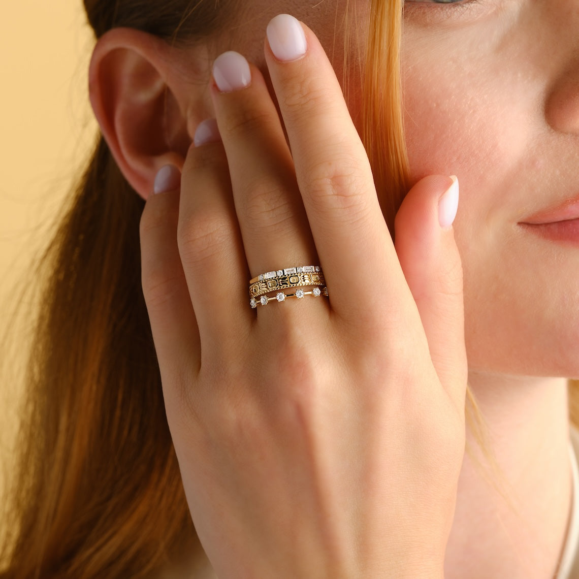 Floating Diamond Engagement Ring 14k Gold