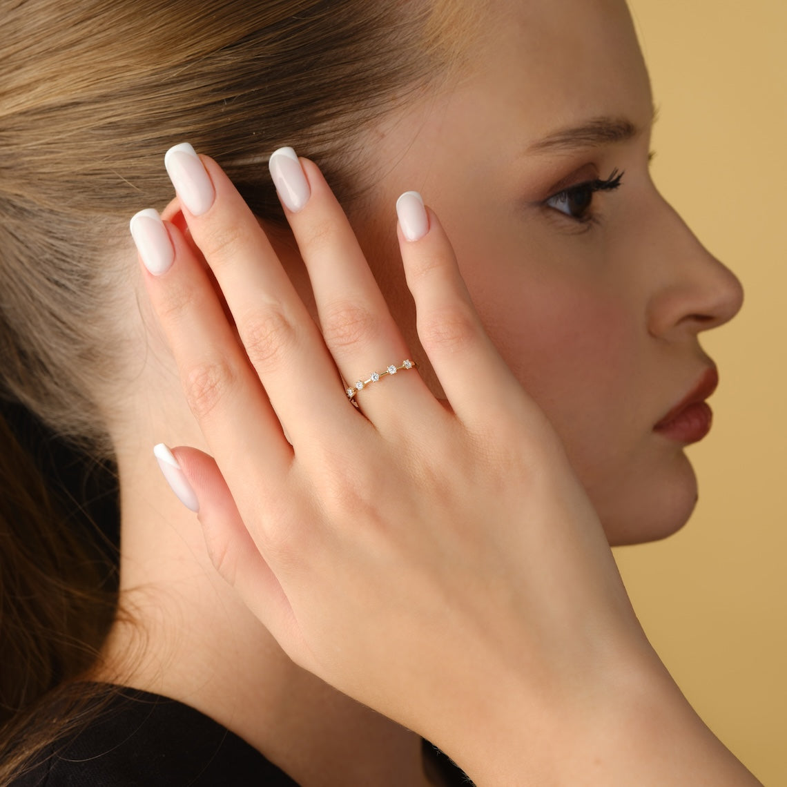 Floating Diamond Engagement Ring 14k Gold
