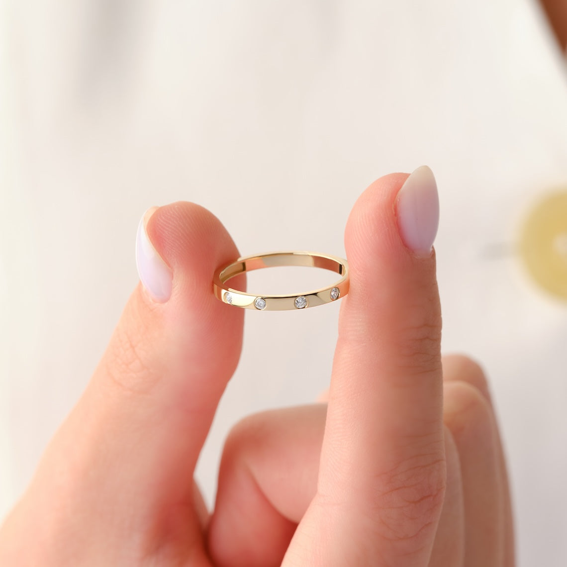 Flush Setting Diamond Ring 14k Gold