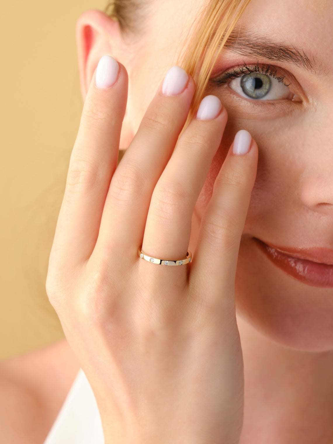 Flush Setting Diamond Ring 14k Gold