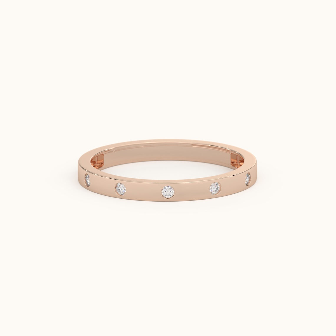 Flush Setting Diamond Ring 14k Gold