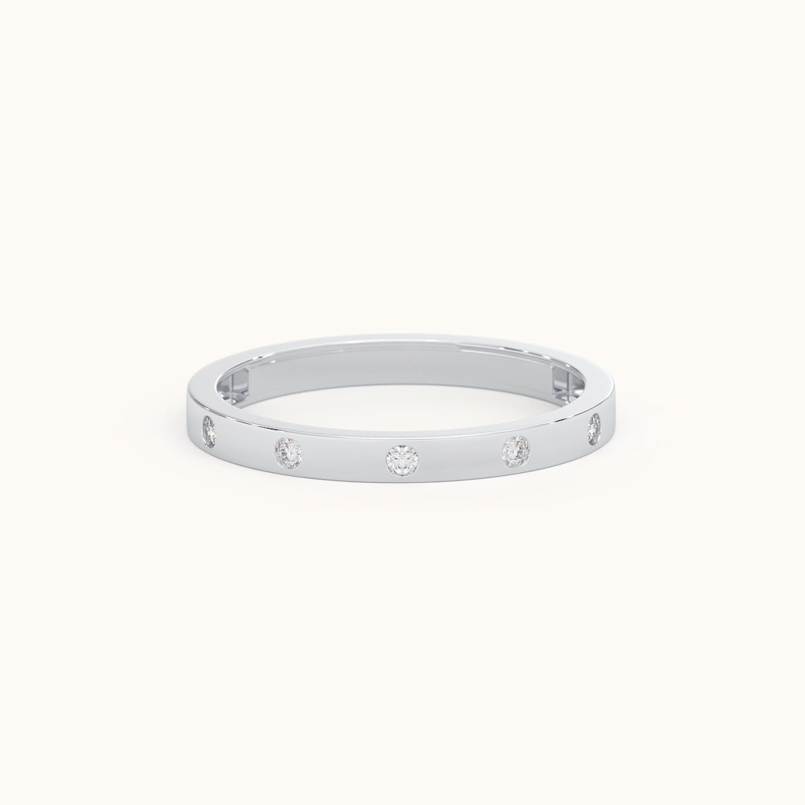 Flush Setting Diamond Ring 14k Gold