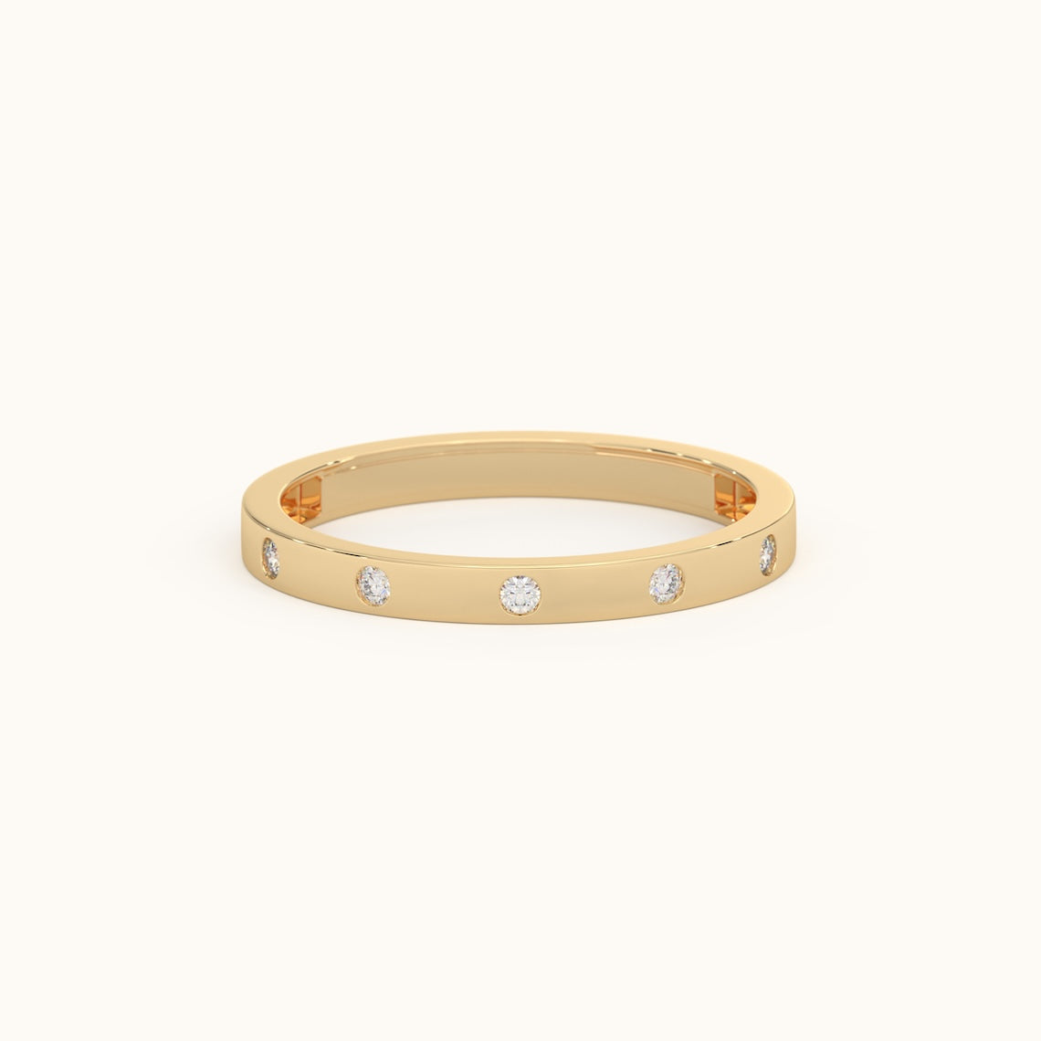 Flush Setting Diamond Ring 14k Gold