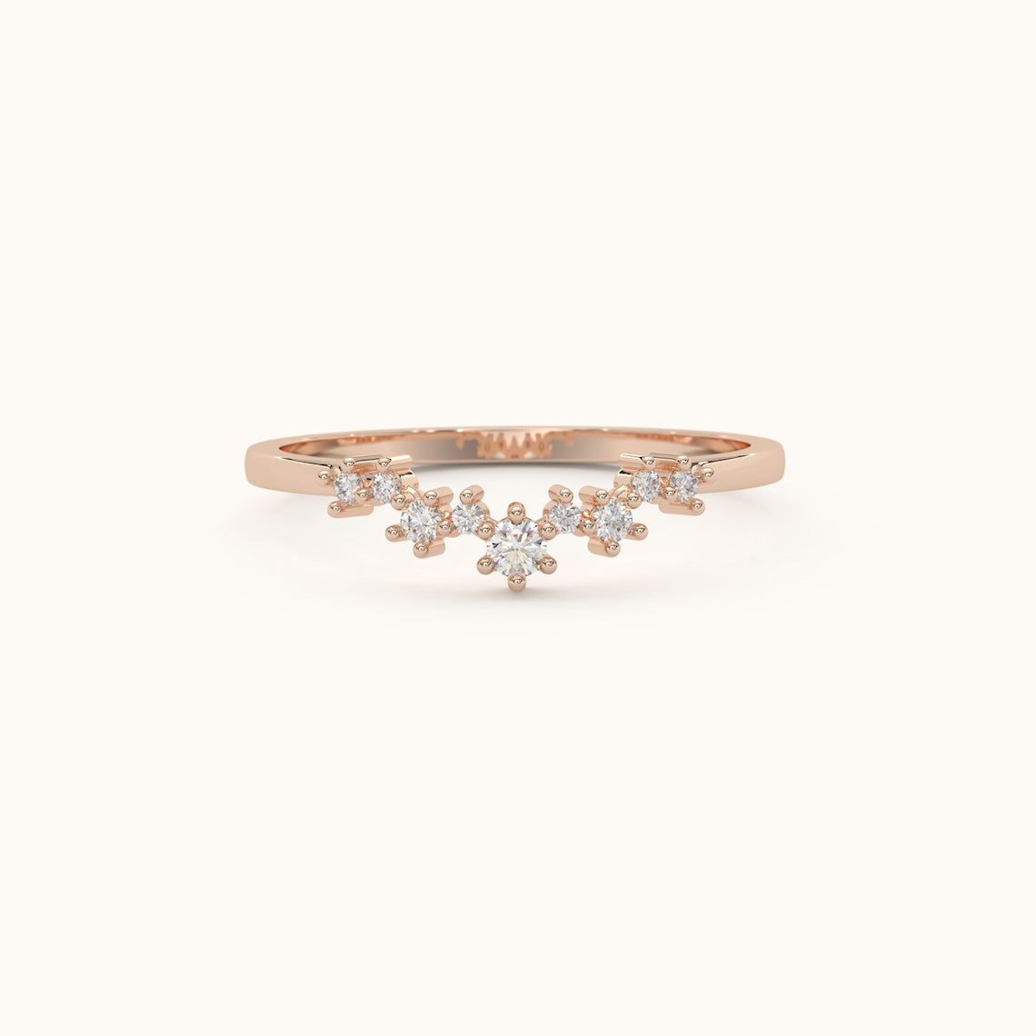Curved Diamond Cluster Ring 14k Gold