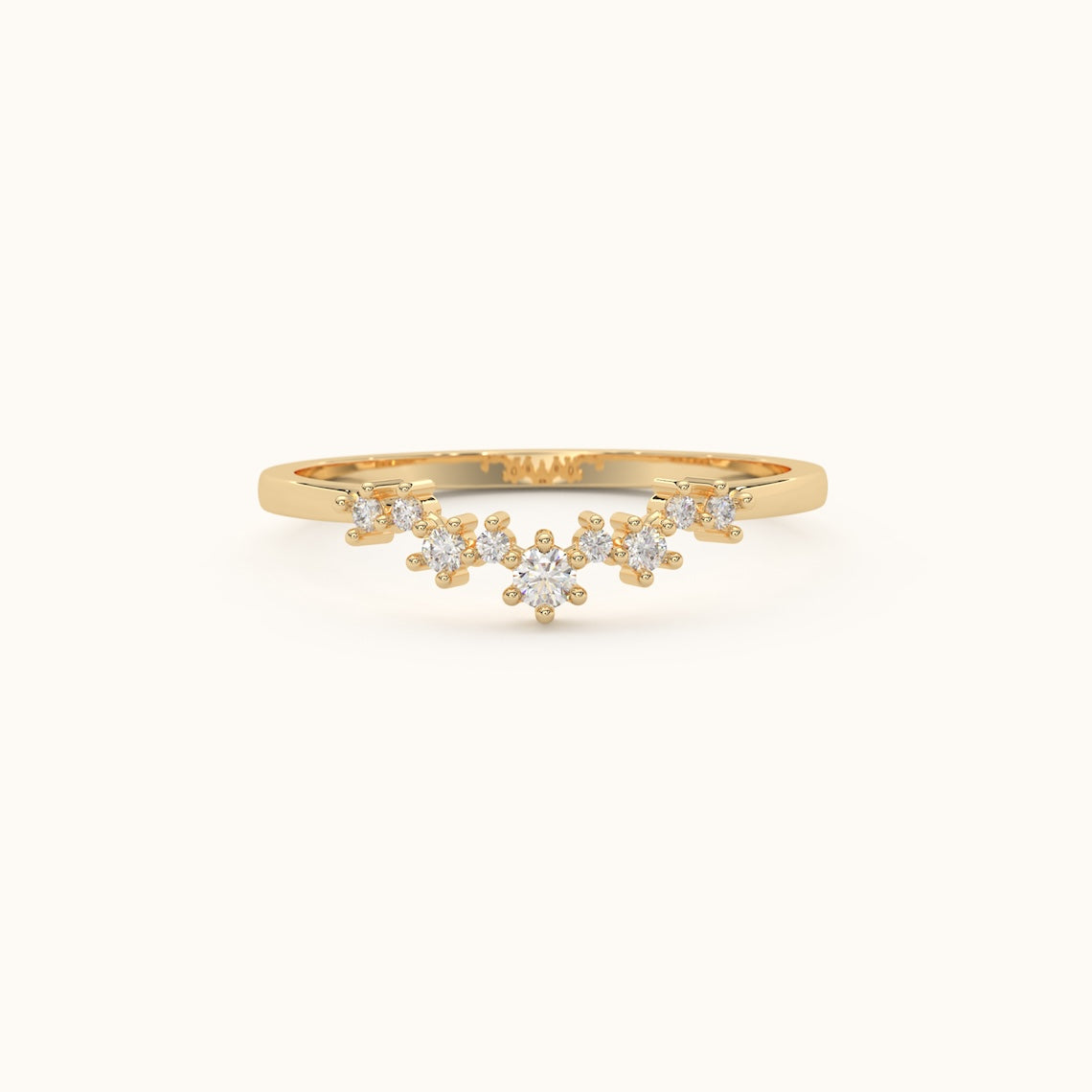Curved Diamond Cluster Ring 14k Gold