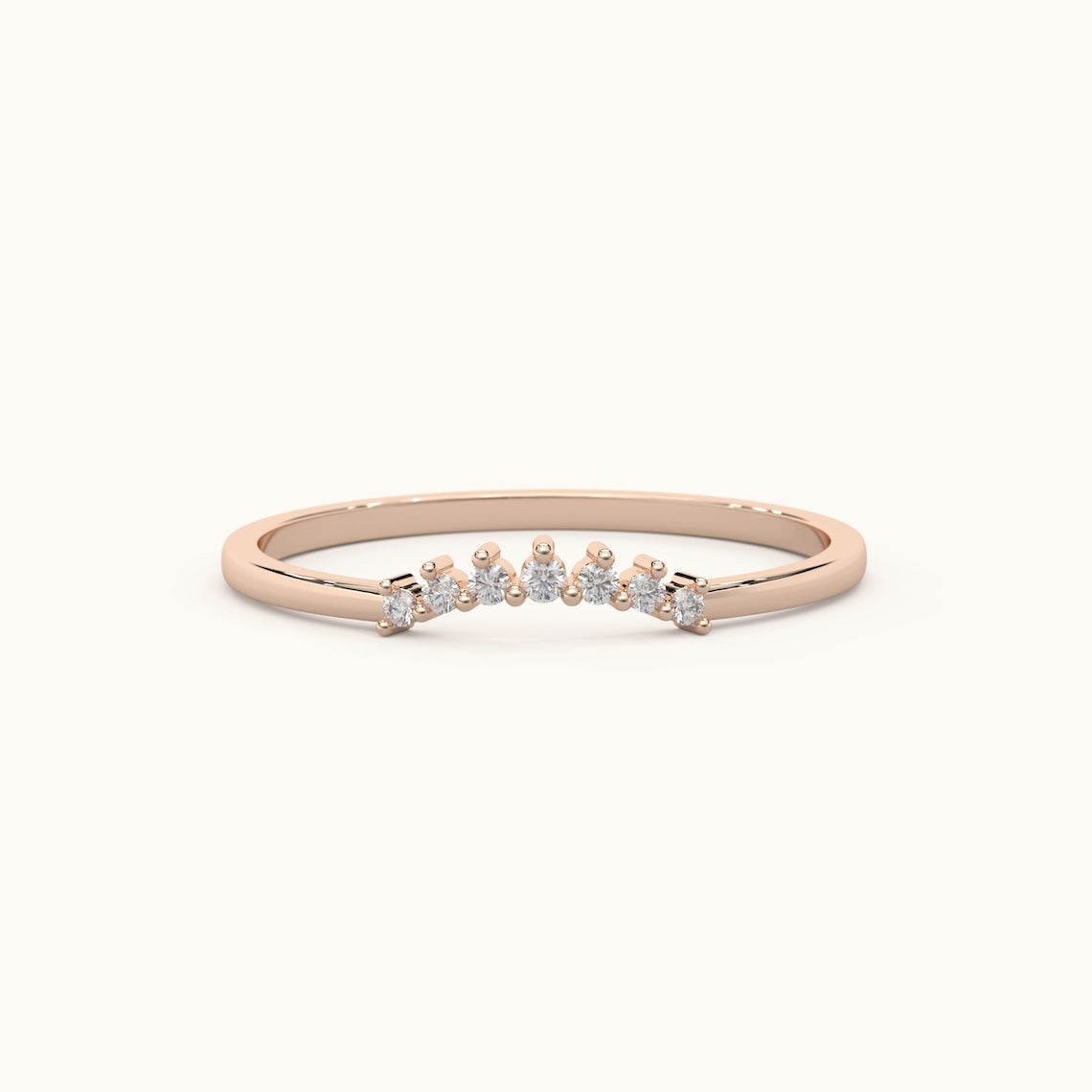 Curved Diamond Wedding Band 14k Gold
