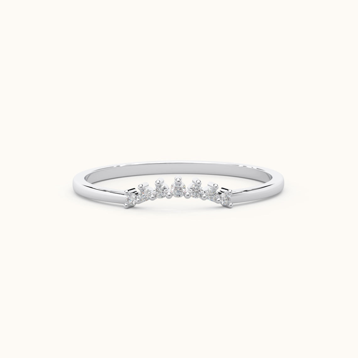Curved Diamond Wedding Band 14k Gold