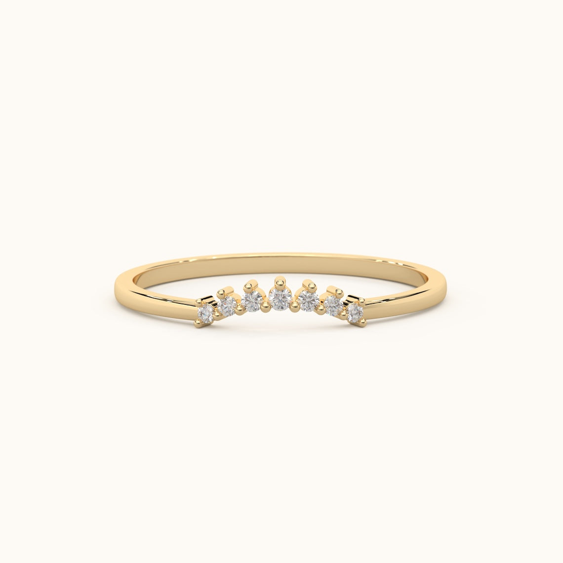 Curved Diamond Wedding Band 14k Gold