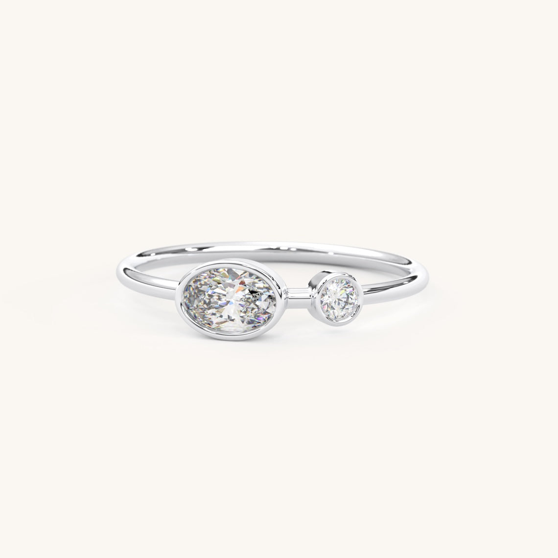 Oval Diamond Bezel Set Ring 14k Gold
