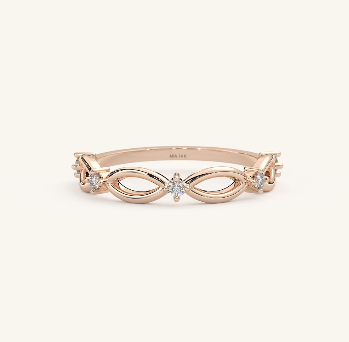 Multi Stone Half Eternity Ring 14K Gold