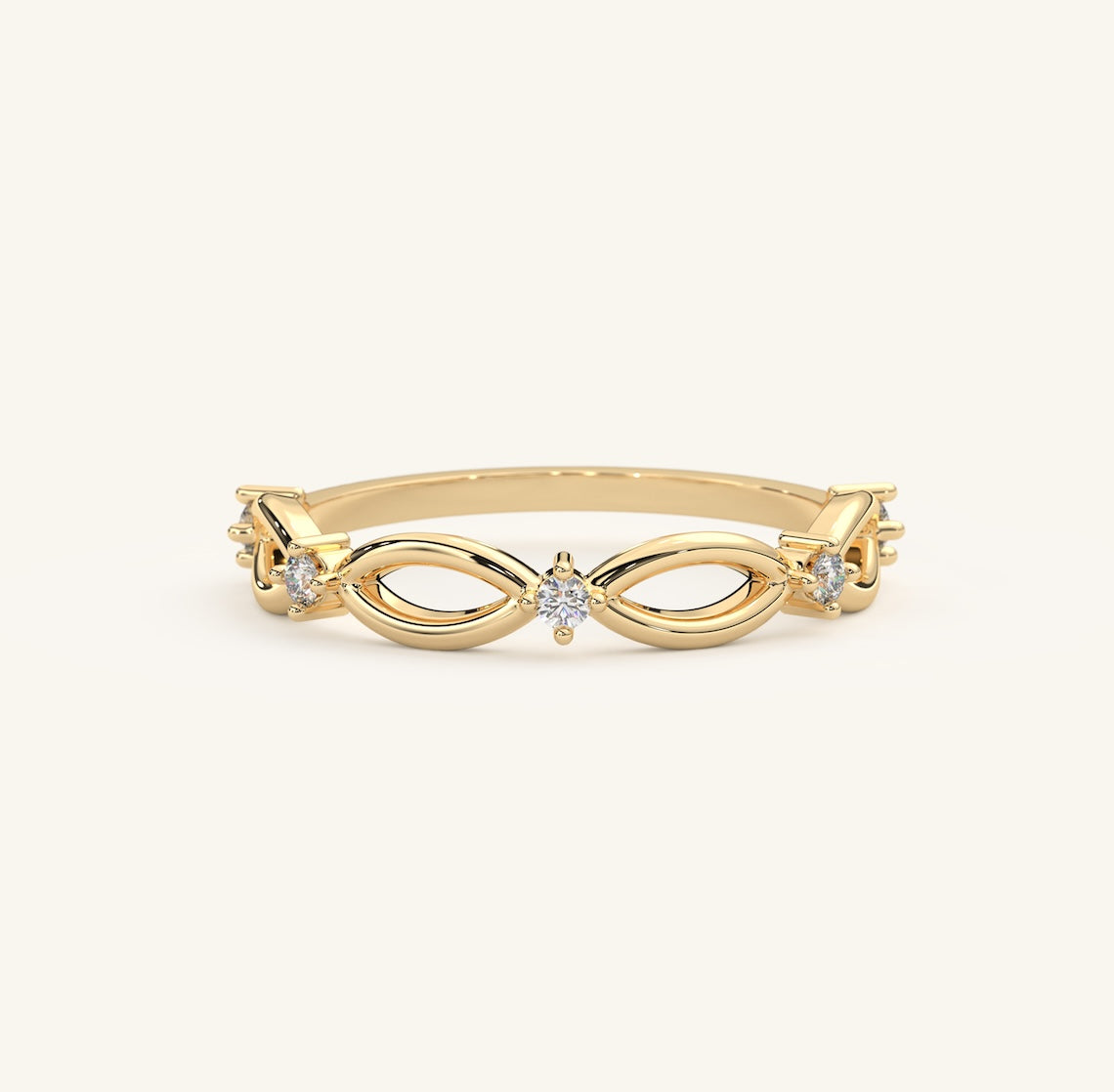 Multi Stone Half Eternity Ring 14K Gold
