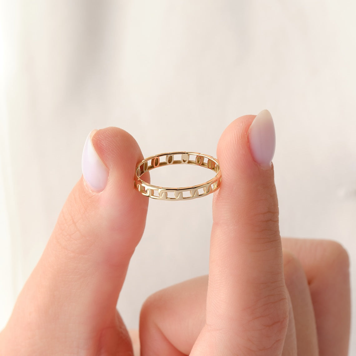 14k Gold Cuban Chain Stacking Ring