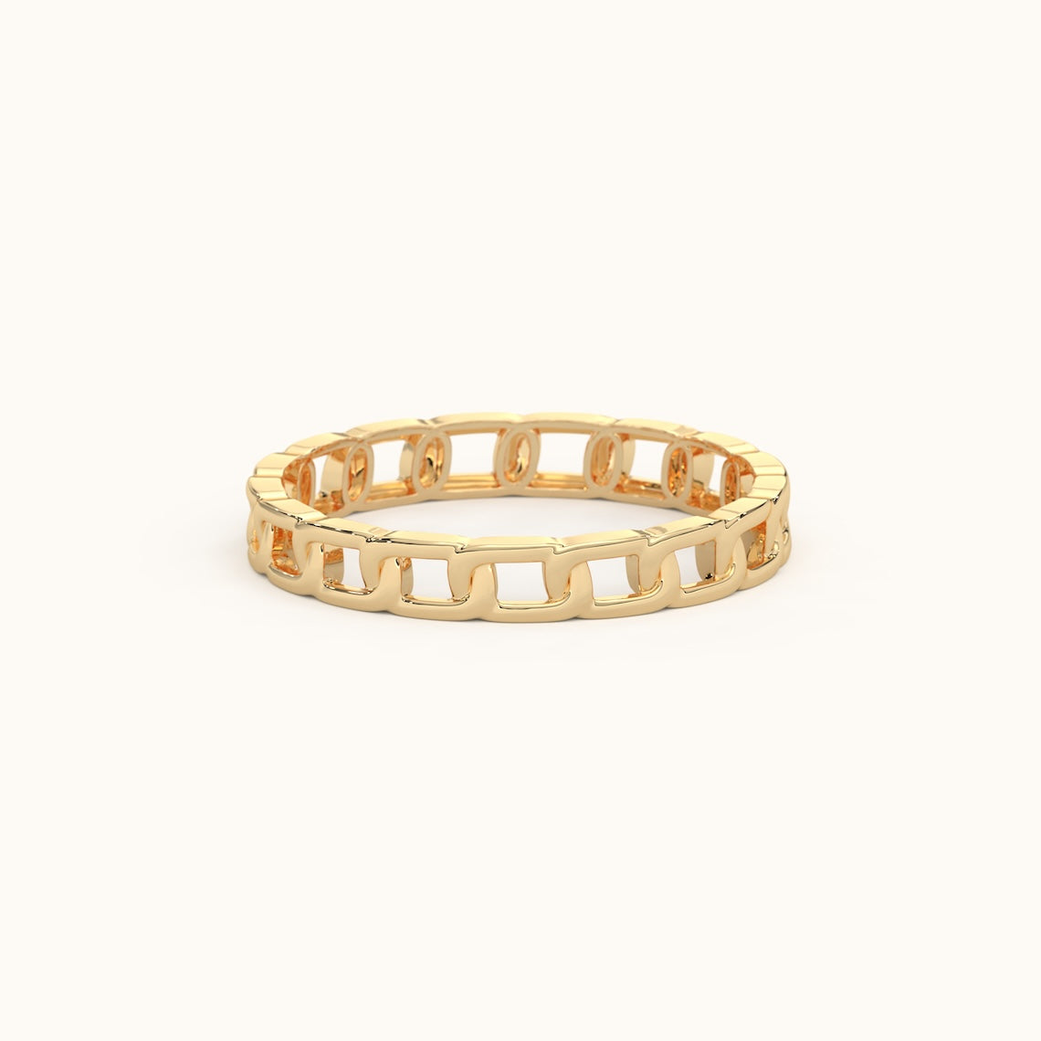 14k Gold Cuban Chain Stacking Ring