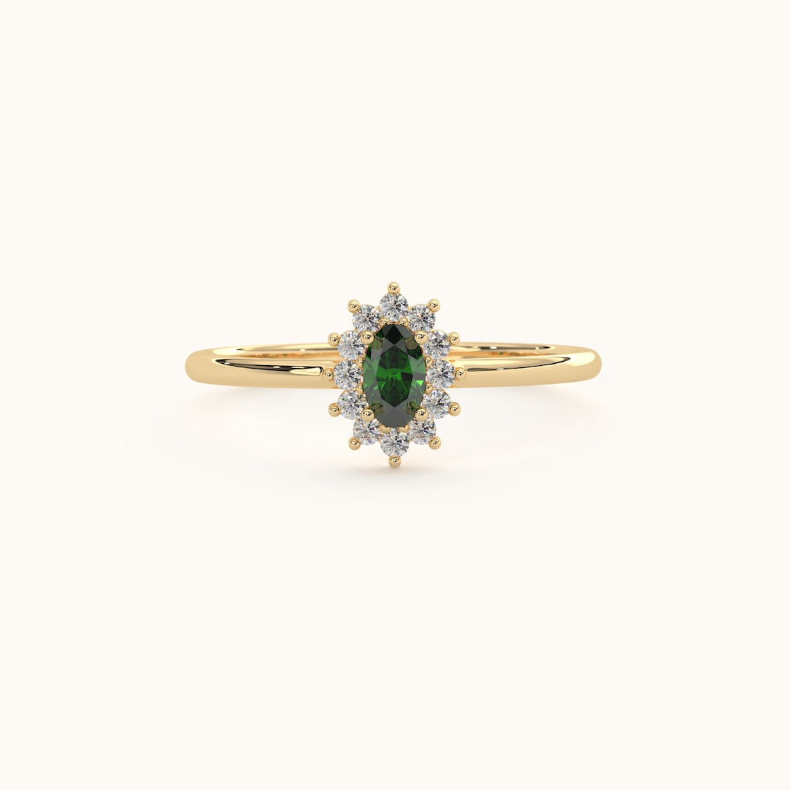 Oval Diamond Halo Ring 14k Gold