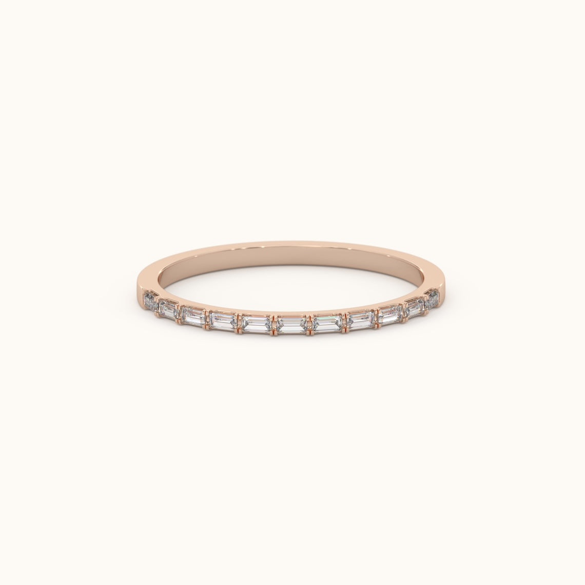 Half Eternity Baguette Cut Diamond Ring 14k Gold
