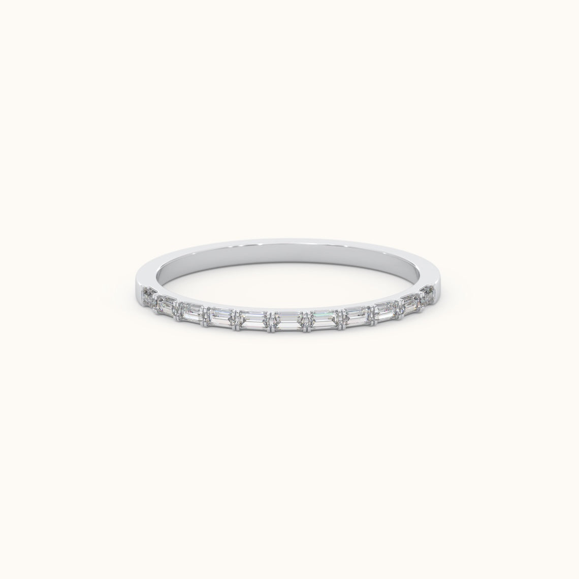 Half Eternity Baguette Cut Diamond Ring 14k Gold