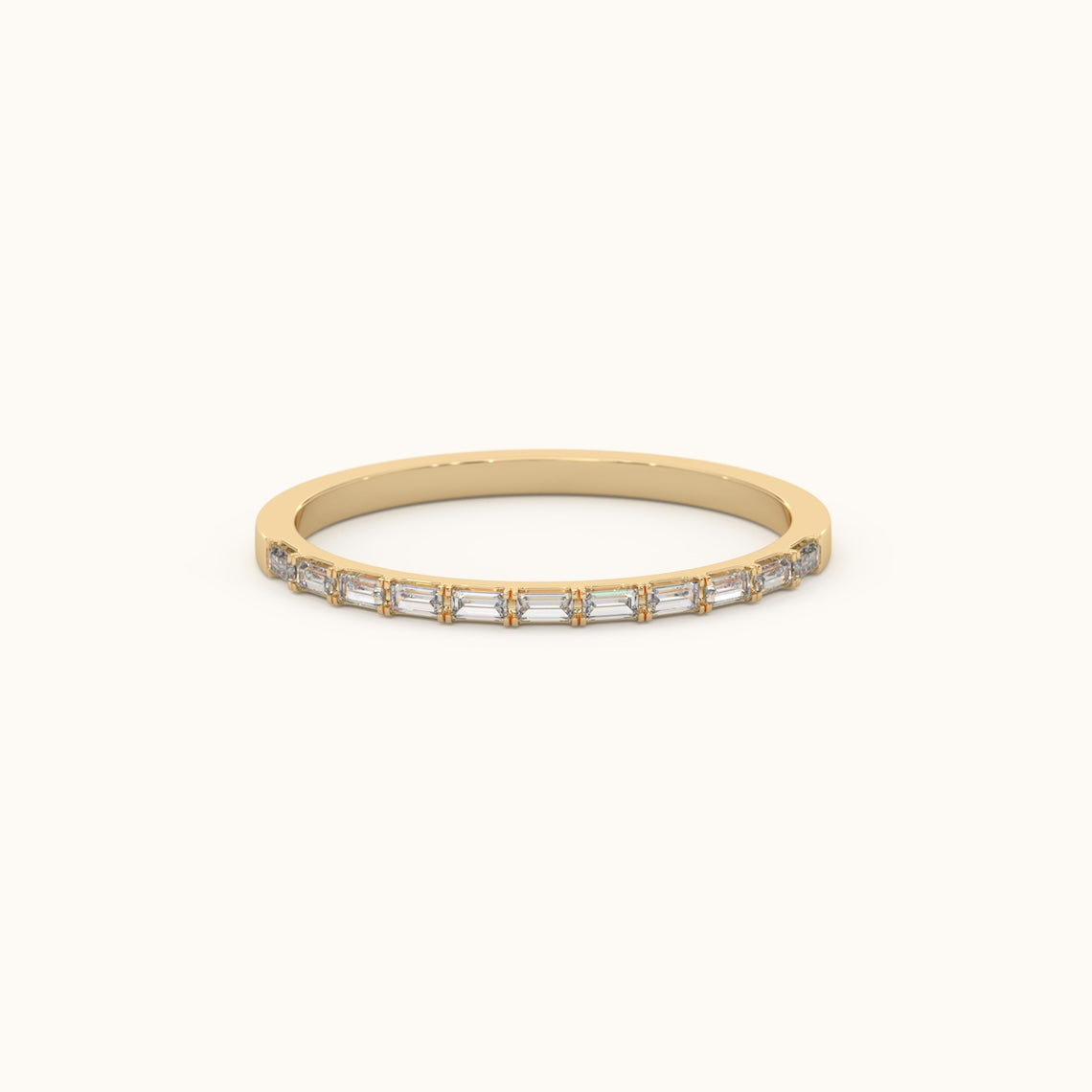 Half Eternity Baguette Cut Diamond Ring 14k Gold