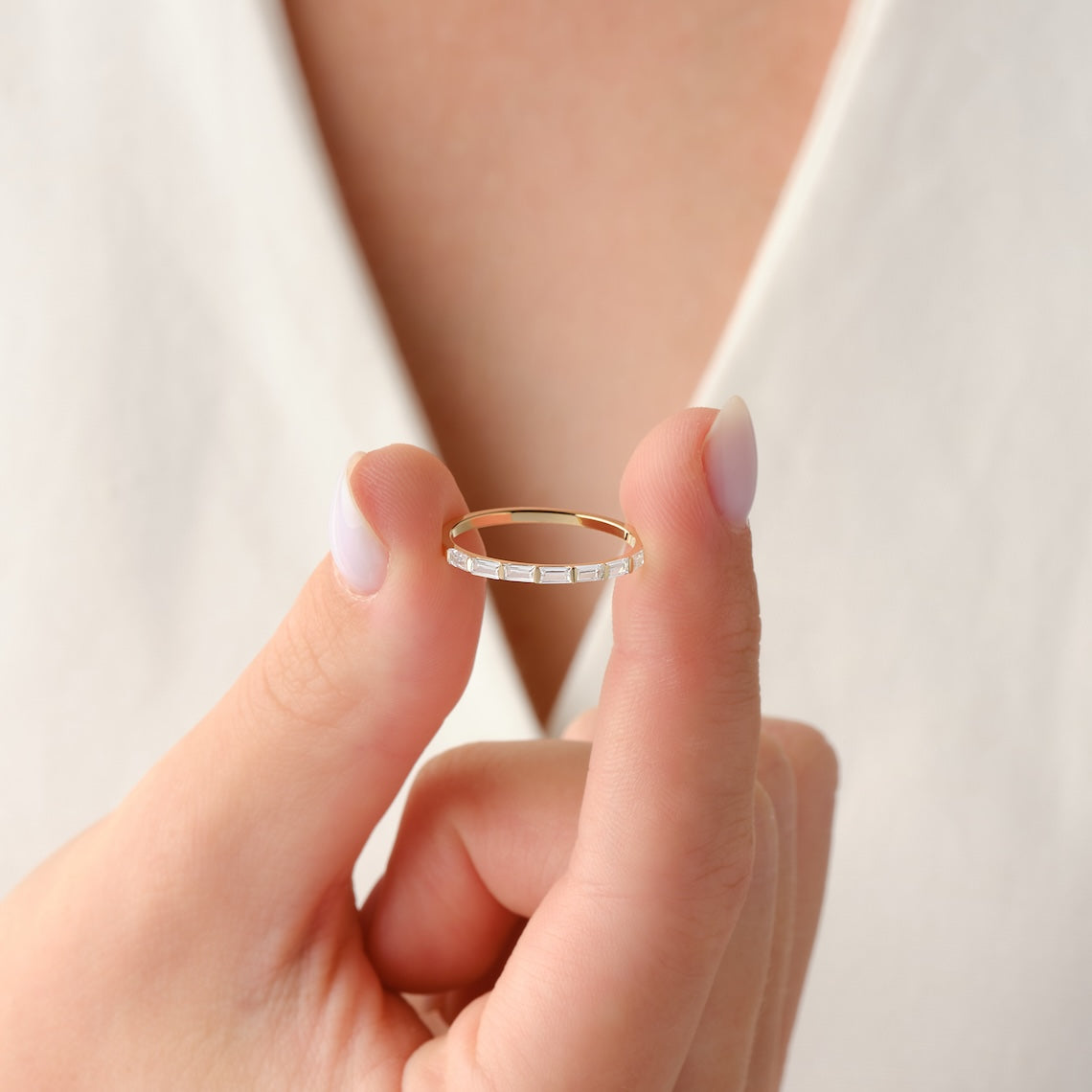 14k Gold Baguette Wedding Band