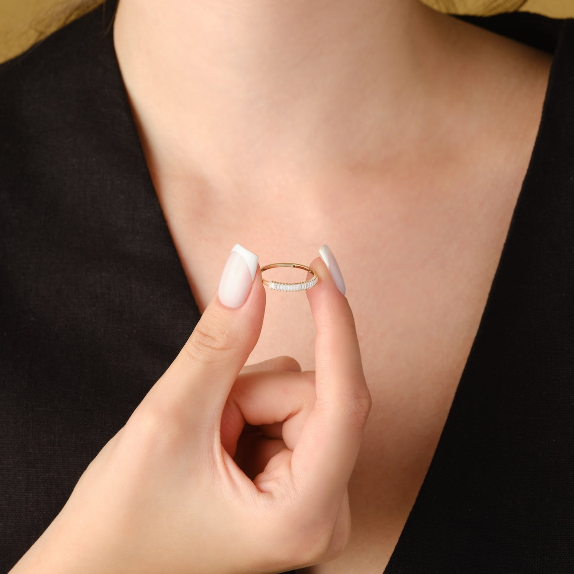 14k Gold Half Eternity Baguette Cut Ring