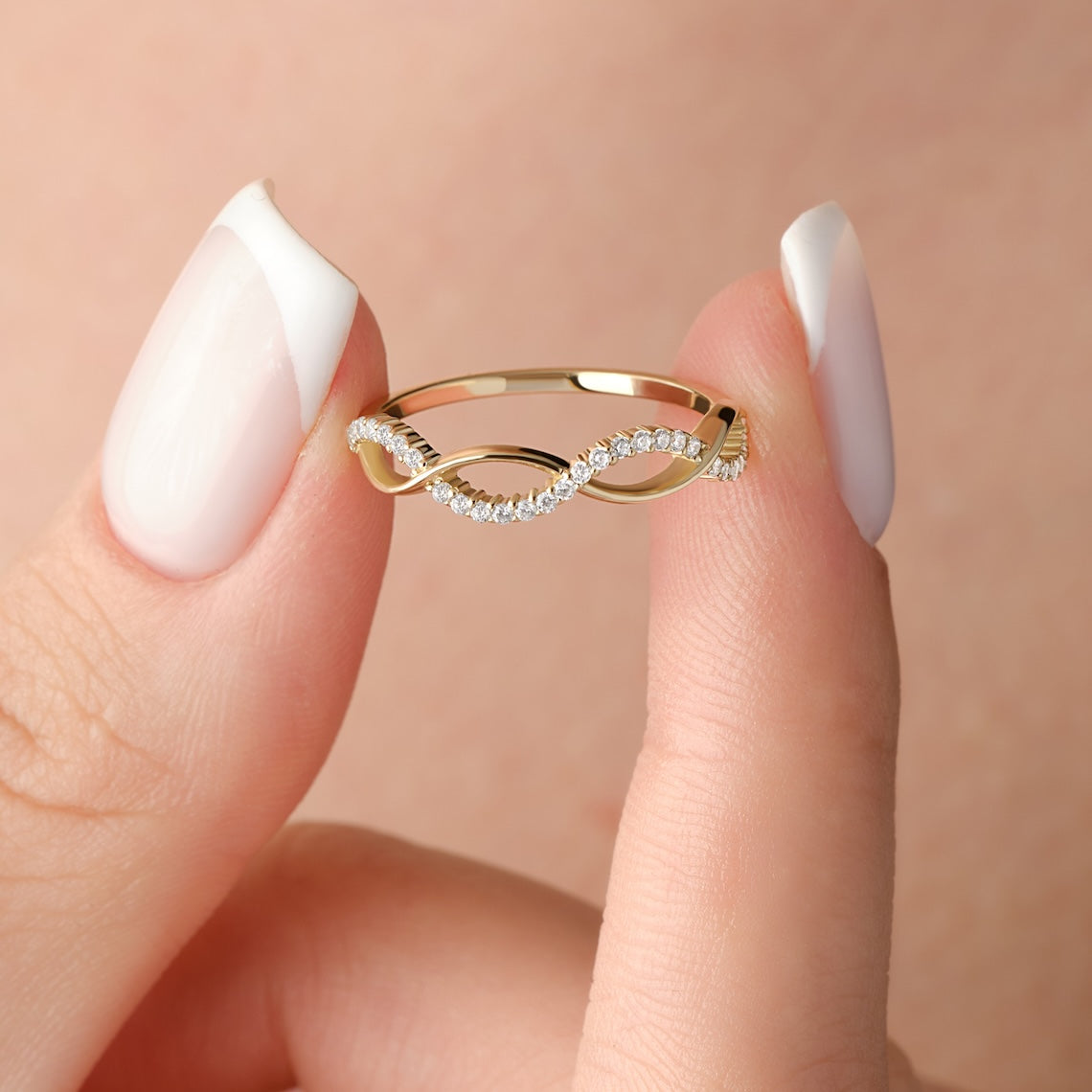 14k Gold Diamond Twist Ring