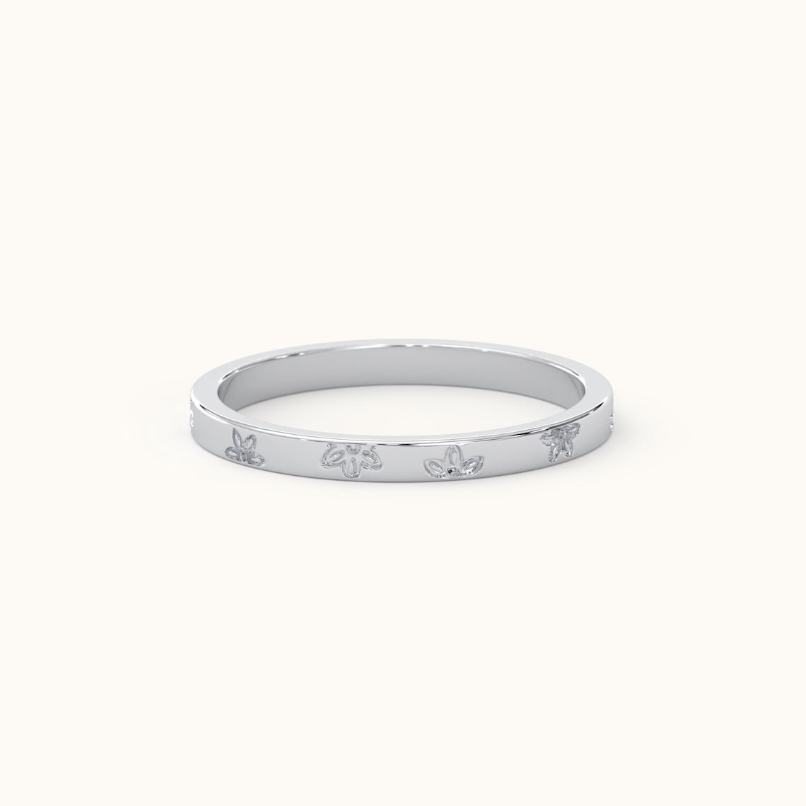 Flower Patterned Wedding Band 14k Gold