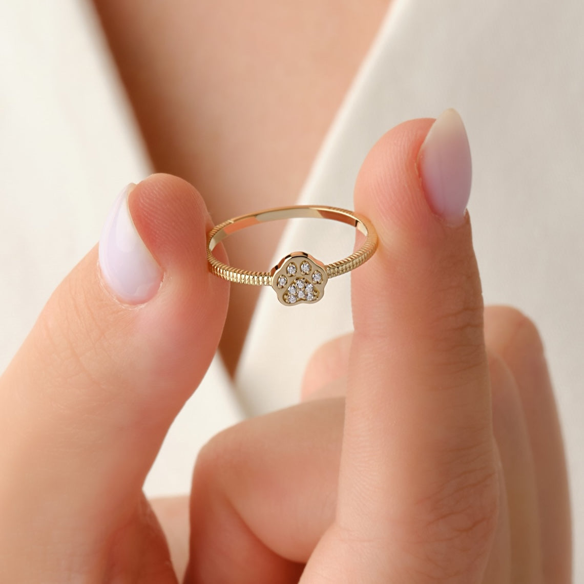 Paw Diamond Ring 14k Gold