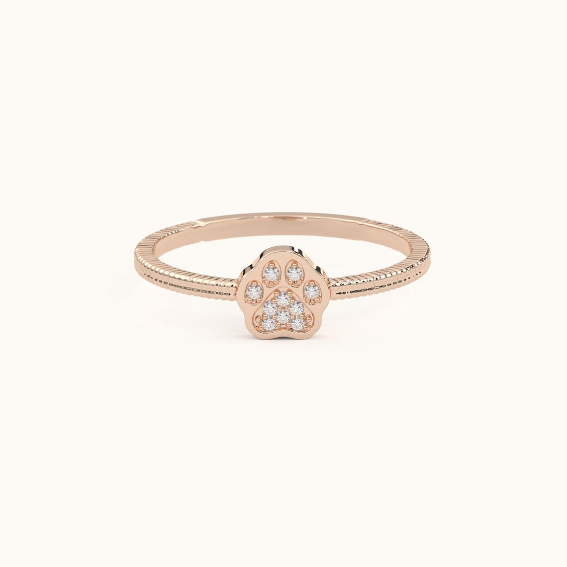 Paw Diamond Ring 14k Gold