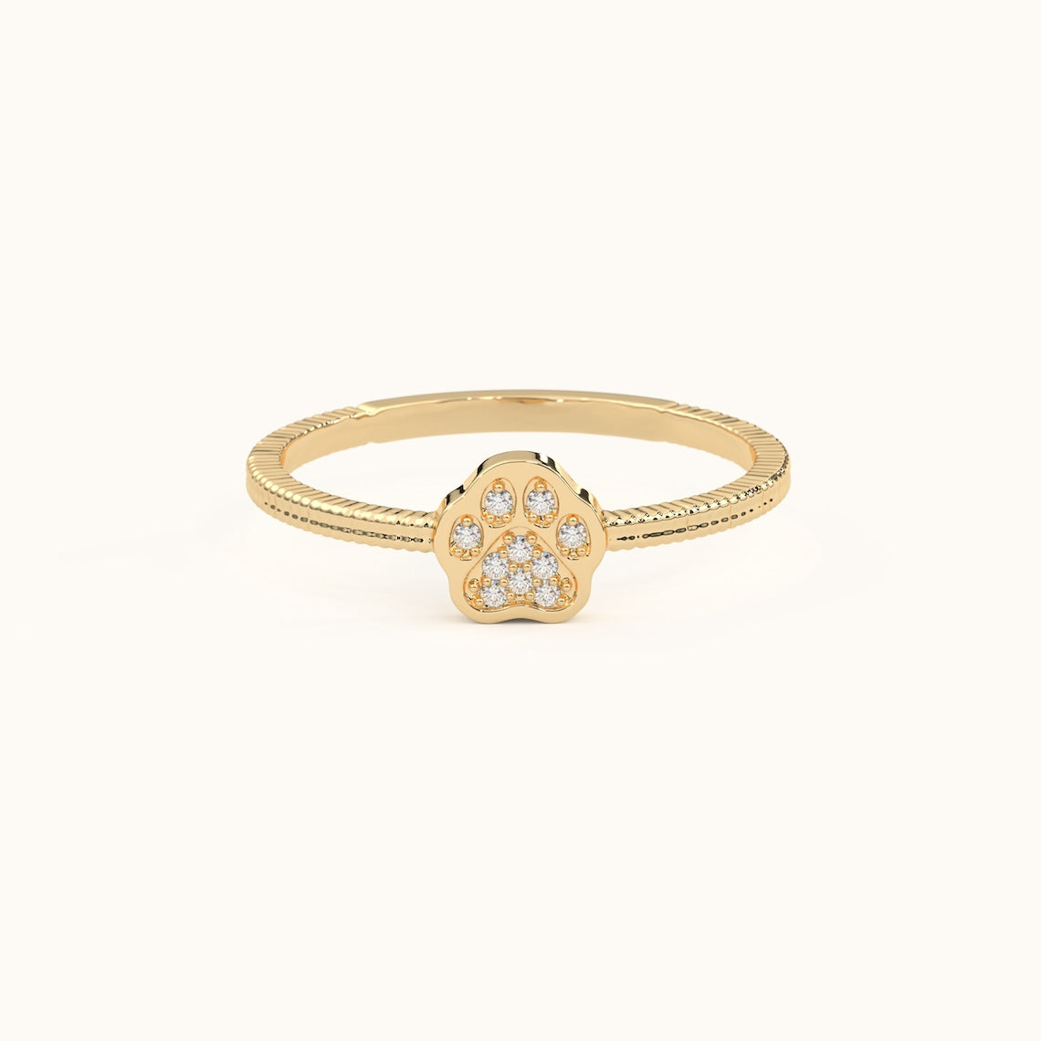 Paw Diamond Ring 14k Gold