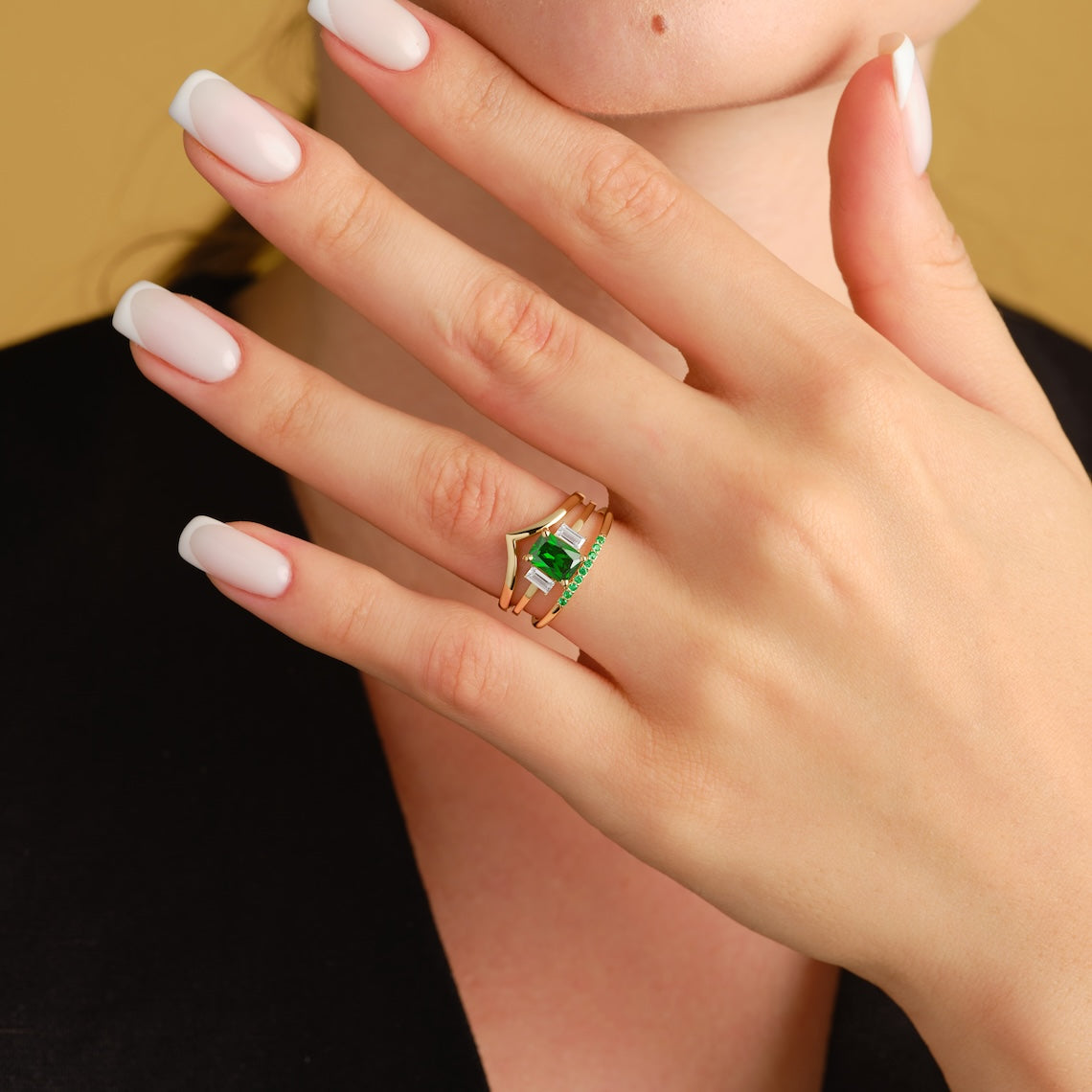 14k Gold Chevron Stacking Ring