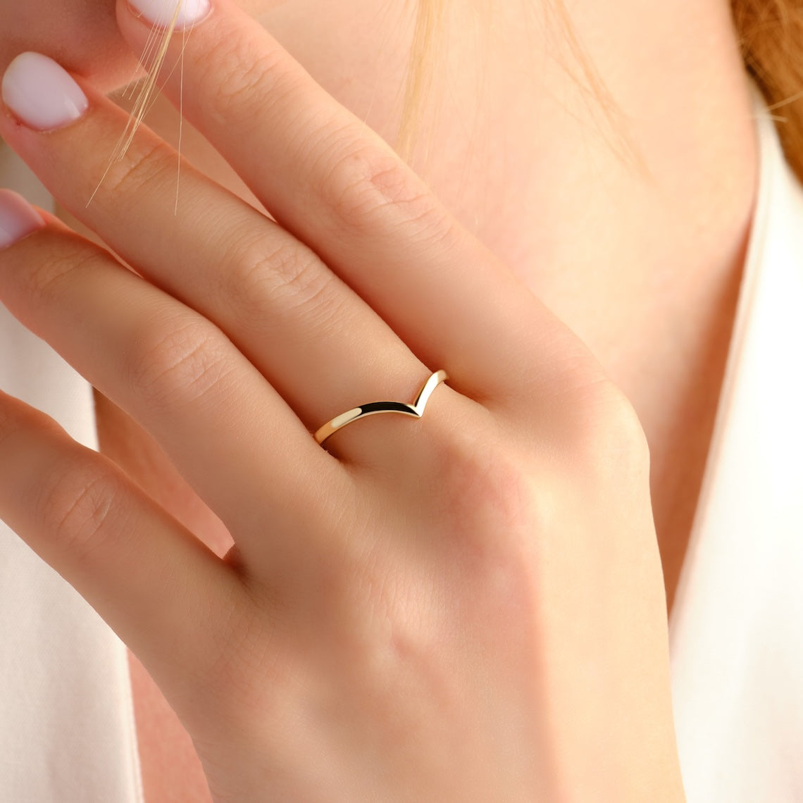 14k Gold Chevron Stacking Ring